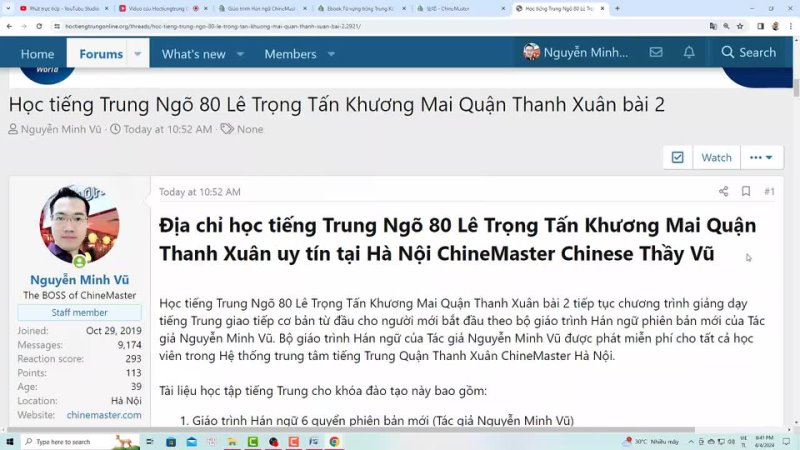 Tiếng Trung Lê Trọng Tấn Quận Thanh Xuân Hà Nội Chinese Thầy Vũ dạy lớp giáo trình Hán