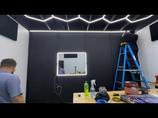 Seancutshair - These Hexagon Lights are Crazy! 😳 Building a Barber Studio Part 2