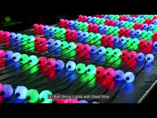 50mm 3D Ball String Lights with steel wire