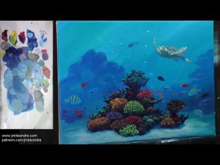 Acrylic Painting Tutorial _ Sea Turtle with Underwater Corals