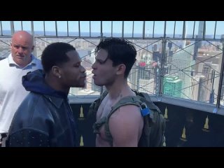 Devin Haney SMACKS Ryan Garcia! - FACE OFF EXPLODES! at top of Empire State Buil