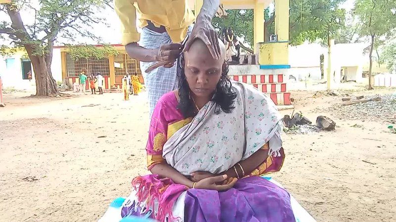 DM - Temple Headshave women ｜｜Long hair to Headshave women #headshave #mottai  #bald