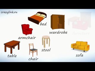 [] Мебель на английском, часть 1. Видеотренажер.