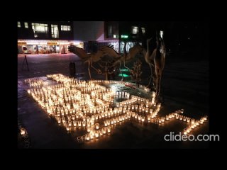 25 03 2024 уфа  у фонтана «Танцующие журавли» в сквере «Дубки зажгли свечи и фонарики минуты молчания под песню «Журавли»