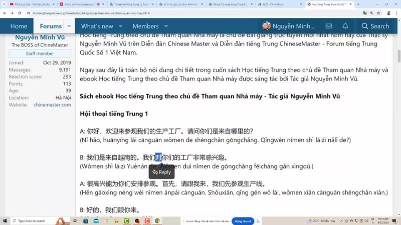 Học tiếng Trung Quốc Lê Trọng Tấn Khương Mai Quận Thanh Xuân Chinese Thầy Vũ dạy giáo