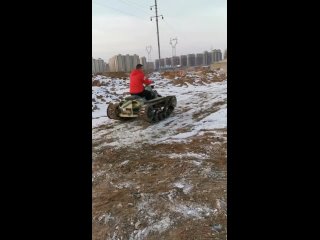 Testing tracked all-terrain gasoline vehicles in the snow