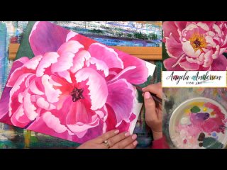 Floral Acrylic Painting Tutorial PEONY Blossom Flower LIVE