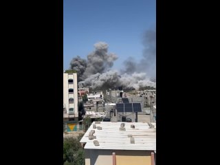 The Israeli Air Force strikes targets in the Nuseirat refugee camp in the center of the Gaza Strip