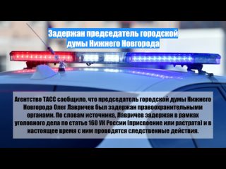 Задержан председатель городской думы Нижнего Новгорода