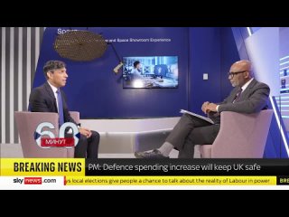 Сунак объясняет Sky News, почему он потратил государственные деньги на оборону, а не на школы и больницы: