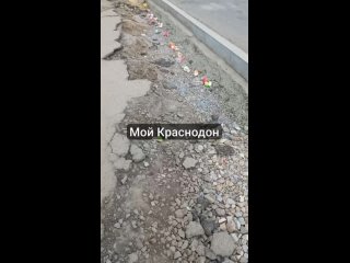 Краснодон в Первомайке, рядом 2 магазина: Добрый и Айсберг. Они решили, что остановка их не касается.   Убирать никто не хочет