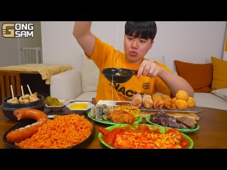 ASMR MUKBANG 직접 만든 대왕 가래떡 떡볶이 불닭볶음면 소세지 핫도그 먹방  레시피 FIRE NOODLES AND Tteokbokki