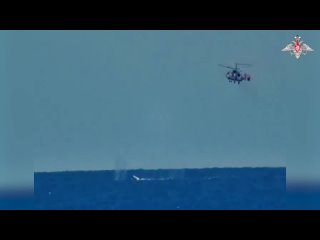 Эпичная ликвидация хохлятского морского дрона транспортно-боевым вертолётом Ка-29 к северо-западу от Крыма.