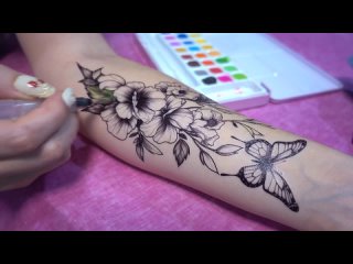 [calming corner ASMR] ASMR TRACING AND COLORING A TATTOO, relaxing rambling, the gentle sounds of rain