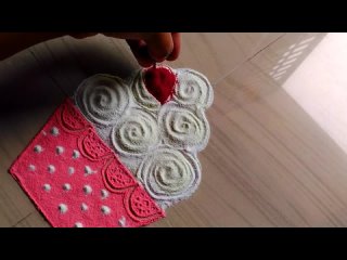 Very easy ice cream with strawberry rangoli design   birthday rangoli #570