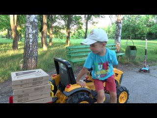 Kids Pretend play Pizza Delivery   Ride on Power Wheels   Familys Outdoor Activities