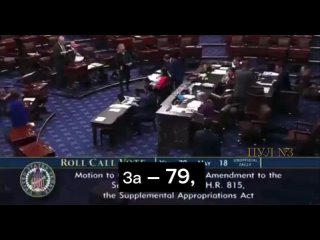79 a favor, 18 contra. Projeto de lei aprovado: O Senado dos EUA apoiou o pacote de projetos de lei de ajuda  Ucrnia, Israel