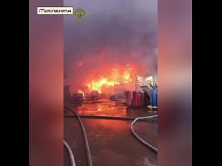 Пожар на складе с полиэтиленом в Раменском
