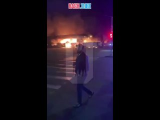 Крупный пожар в Невинномысске, горит центральный рынок