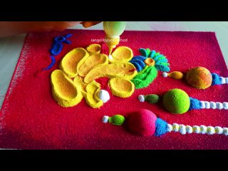 #1572 Ganesh chaturthi rangoli  Diwali rangoli design   रंगोली डिजाइन   satisfying video