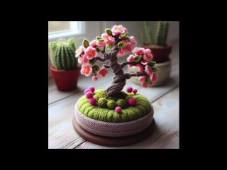 Beautiful Crochet Bonsai Tree Pattern! _ Knitted Bonsai _ (Creative idea#viral