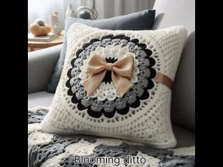 beautiful luxurious cushion cover knitted with wool #crochet #knitting #cushionc