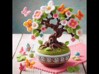 home decoration bonsai tree (share ideas)#crochet #knitted #homedecor