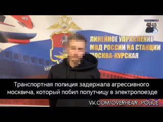 Транспортная полиция задержала агрессивного москвича, который побил попутчицу в электропоезде