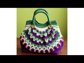 PURPLE TEAL CREAM ORANGE MIXED COLOR AMAZING COLOR LADIES HANDBAG CROCHET IDEAS