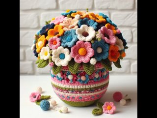 So cute and nice knitted pattern vase (share ideas)#knitted #crochet #cute #beau