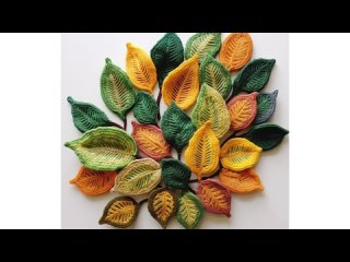 HALLOWEEN FALL TREE LEAVES 🍃🍁MULTICOLOR CROCHET WOOL THREAD AI MADE DESIGNS ID