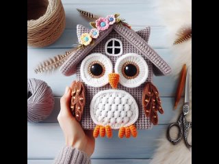 Handmade crochet house with lovely animals (sharing an attractive idea) #toys#cr