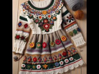 Ladies Crochet dress design with wool #crochet #knitted #crochetdress