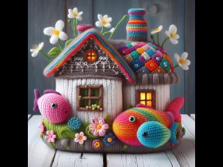 cutest miniature house model knitted with wool ll decor ideas 💡