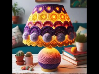 desk lamp knitted with wool (share ideas) #desklamp #knitting #wool #lamp #decor