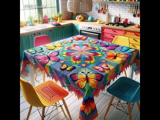 Elegant Woolen Knit_crochet Tablecloth Design (Share Ideas) #Crochet #Knitting #