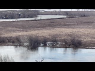 Вода начинает разливаться по правому берегу Тобола. Вид с бульвара Солнечного