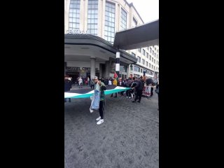 ️Manifestación frente a la principal estación central de trenes de Bruselas, en Bélgica, para exigir el fin de la agresión israe