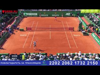 Теннис.  Новак Джокович -  Лоренцо Музетти. ATP1000  Монте-Карло. 11 апреля 2024.