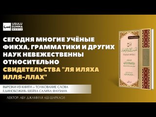 Сегодня многие учёные фикха, грамматики и других наук невежественны относительно свидетельства ля иляха илля Ллах