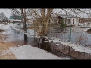 Ледоход на Шуе и паводок в деревне Виданы