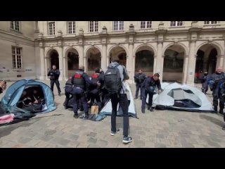 French police forcibly dispersed pro-Palestinian activists near Sorbonne University in Paris