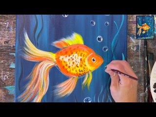 How To Paint A Goldfish - Beginner Acrylic Painting Tutorial