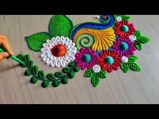 #1223   3 beautiful rangoli designs with colours   satisfying video   Sand art