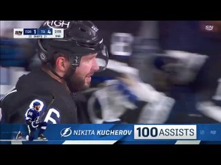 Nikita Kucherov makes his 100th assist in a season vs Leafs, gets a standing ovation (15 apr 2024)