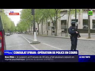 Непознати мушкарац наводно се закучао у згради коа се налази прекопута иранског конзулата у Паризу, и прети да е се разнети