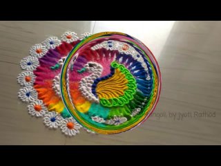 Rangoli designs for daily   relaxing peacock rangoli #340