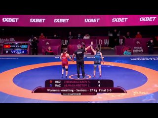 Asian2024 57kg 3 (KGZ) Sezim ZHUMANAZAROVA vs. (KAZ) Laura ALMAGANBETOVA