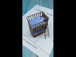 Как сделать двухэтажную кукольную кровать из плотной бумаги