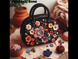 Crochet ladies hand bag design model knitted with yarn. Share ideas created by A